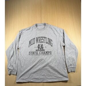 Mud Wrestling Varsity State Champs Steve & Barry's University Shirt Mens Gray